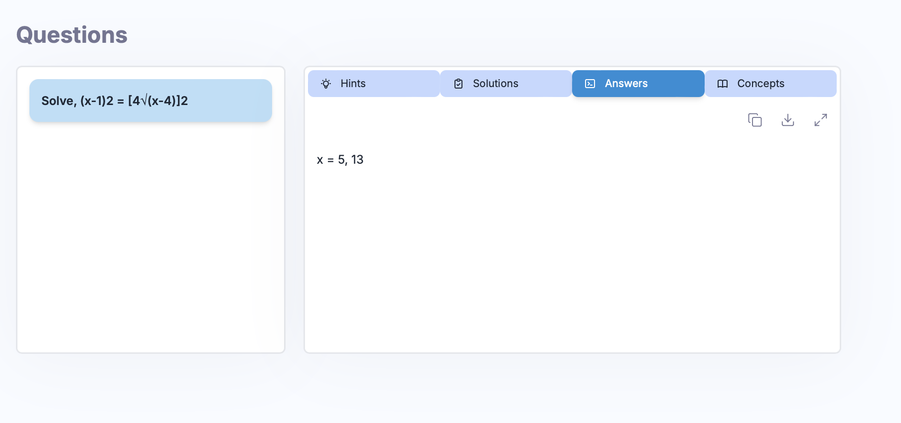 Homework Assistant Interface