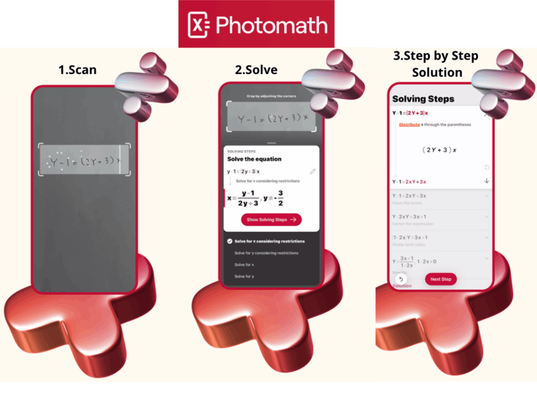 Screenshot of Photomath app solving a problem